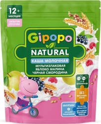 Каша молочная Gipopo мультизлаковая с кусочками яблока малины и черной смородиной с 12 мес 200 г