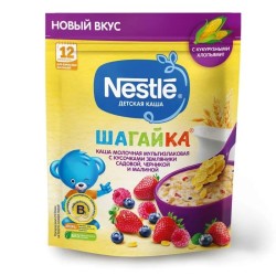 Каша молочная Nestle Шагайка мультизлаковая земляника черника малина с кукурузными хлопьями с 12 мес 190 г