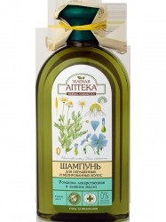 Шампунь Зеленая аптека для окрашенных и мелированных волос ромашка льняное масло 350 мл