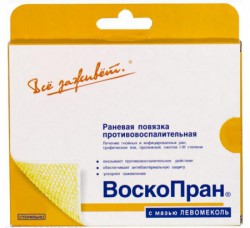 Повязка раневая Воскопран Лм с мазью левомеколь р. 5смх7.5см 5 шт.